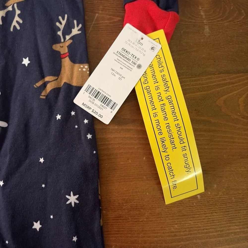 Carter's Blue Reindeer Snug Fit Footie Pajama-Size 12 months‎ NEW $20